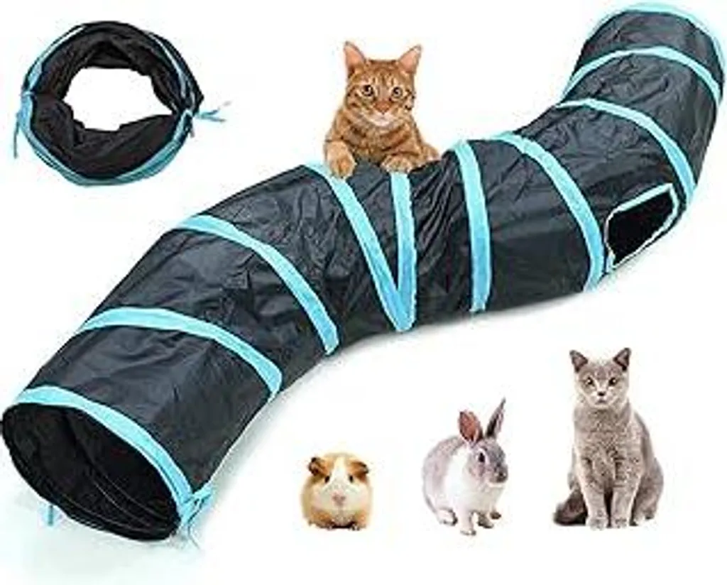 Tunnel per gatti a 2 vie Tunnel pieghevole per gatti Tunnel giocattolo per gattini, cuccioli, conigli, porcellini d'India Da interno e da esterno (lunghezza 123 cm)
