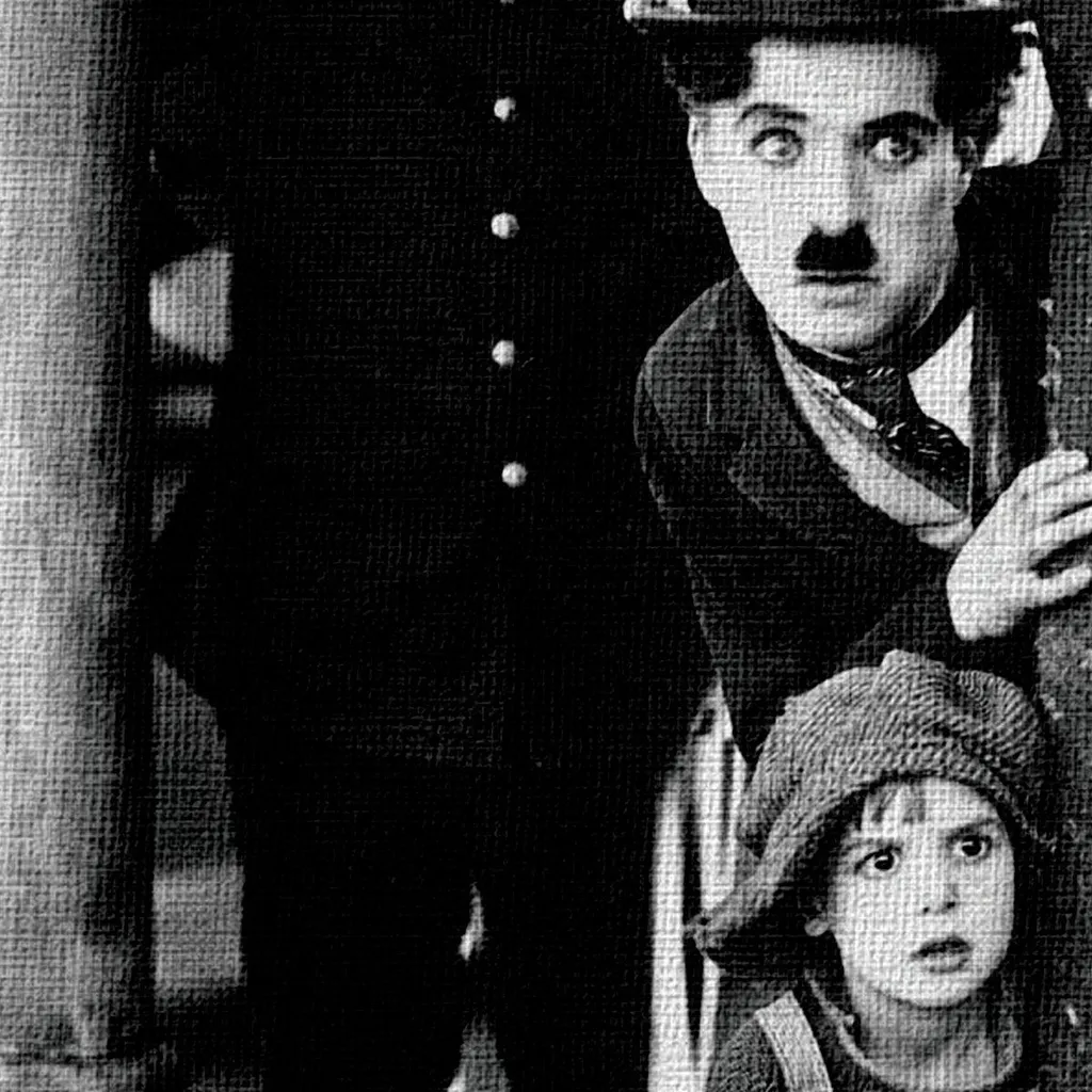Tableau Charlie Chaplin 100x140 cm Toile Tendue Cadre Bois Prêt à Poser
