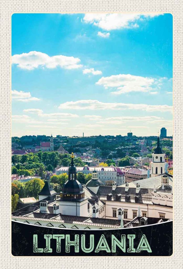 vianmo Holzschild 30x20 cm Aussicht auf Litauen Stadttour Bildmotiv Reisemotiv Abenteuer Reisen