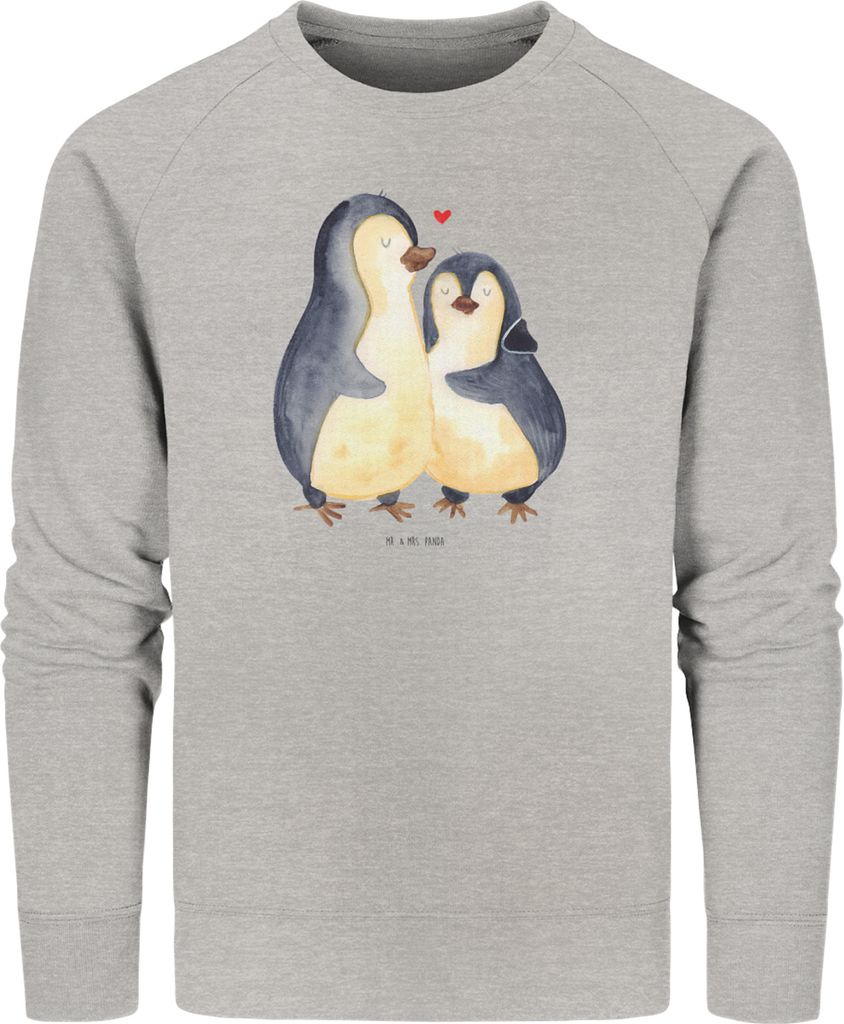 Mr. & Mrs. Panda Baumwoll Pullover Pinguine Einschlafen Größe XS - Heather Grey - Geschenk, für Freundin, Sweater, Hochzeitstag, Valentinstag, P...