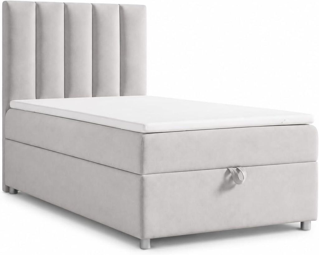 Best for Home Boxspringbett mit Bettkasten Trinity K10-SINGLE 80x200 Bonellfederkern inkl. Topper - Silber
