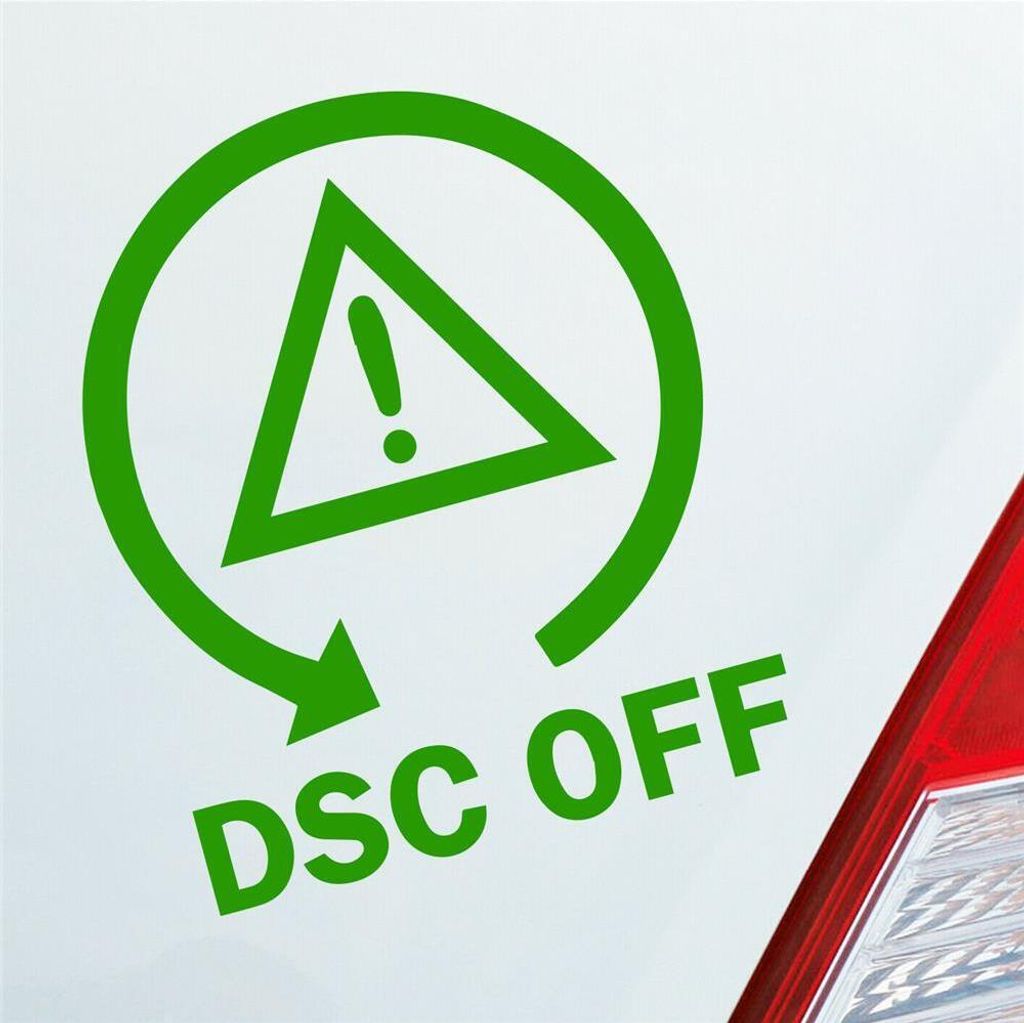 Auto Aufkleber DSC OFF Symbol Drift Tuning 11x9 cm Hellgrün Sticker Heckscheibenaufkleber