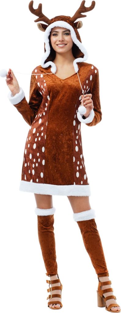 Kleid Reh mit Kapuze, Geweih und Stulpen, Groesse:M Produktbild 1
