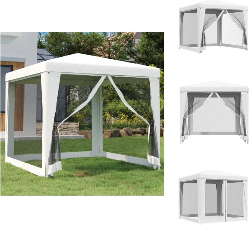 vidaXL Tendone Feste Bianco 250x250 cm - Struttura in Ferro e Rete