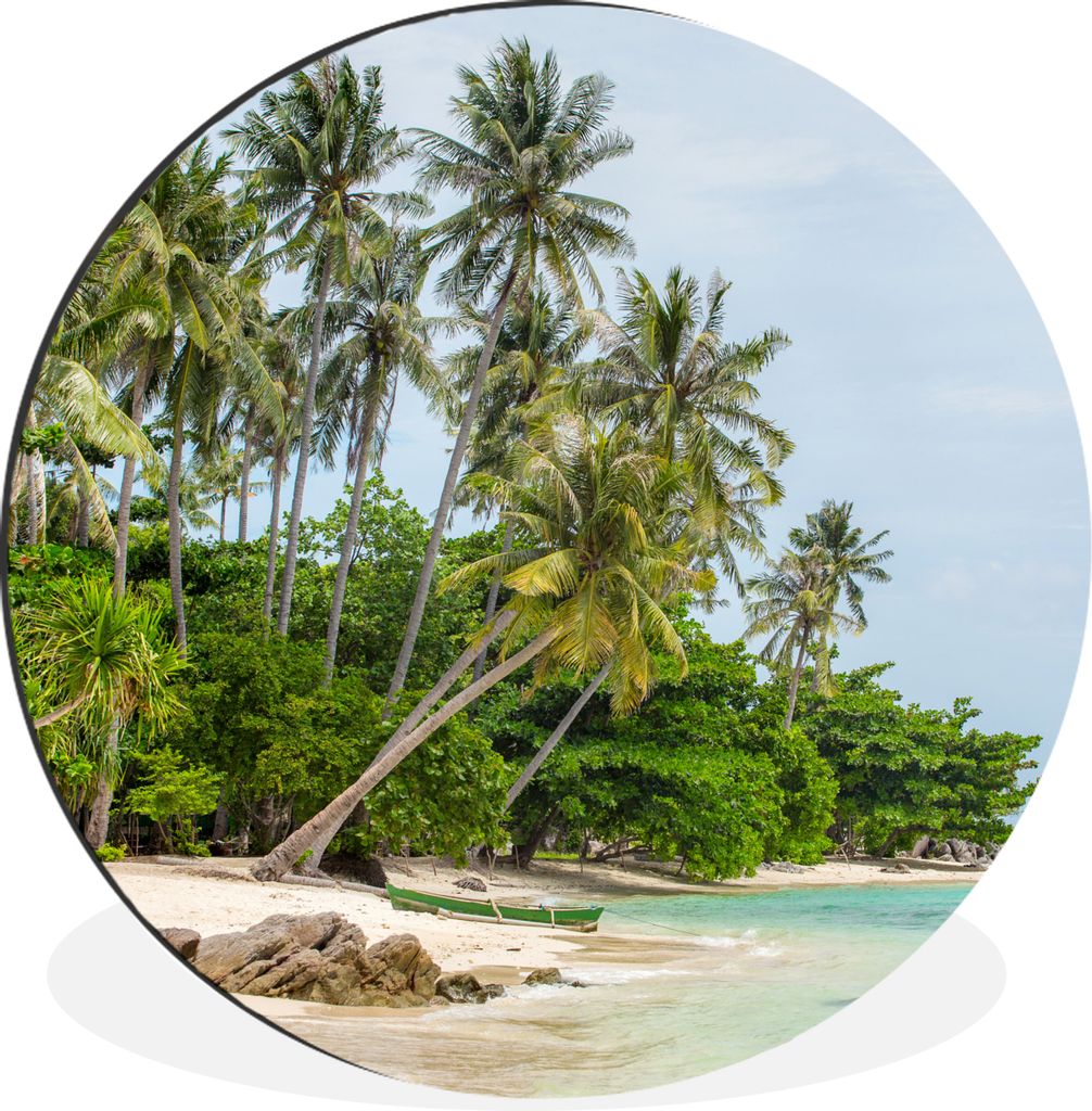 MuchoWow Aluminium Wandkreis Palmen - Strand - Sommer - Tropisch Ø 60 cm Wanddeko Modern Wohnzimmer - Wand Kreis - Wandbild - Schlafzimmer - Alu...