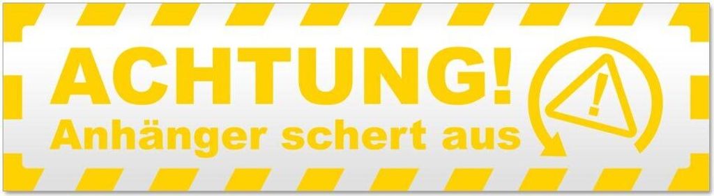 Kiwistar Achtung Anhänger gestreift Magnetschild Schild magnetisch - 45cm Gelb - Magnetfolie für Auto PKW Kfz