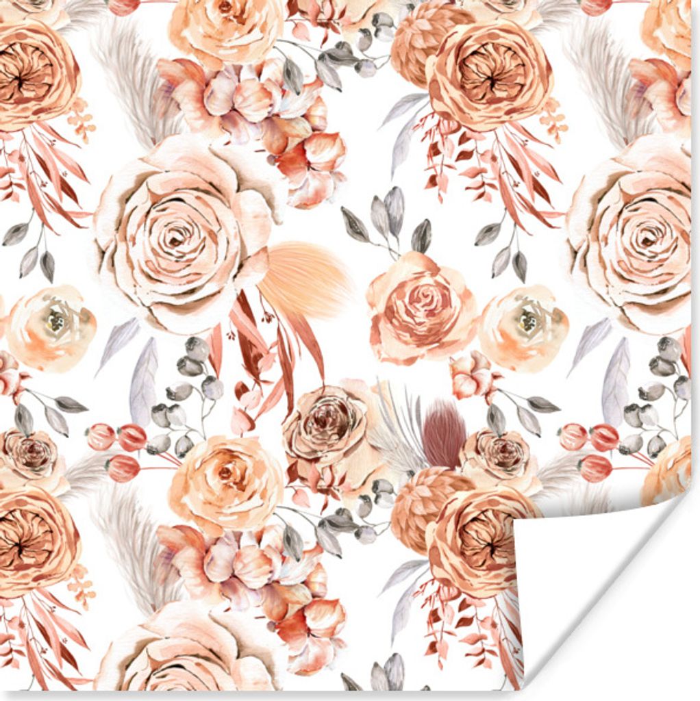 MuchoWow Poster Blumen - Bohème - Muster 100x100 cm - Babyzimmer