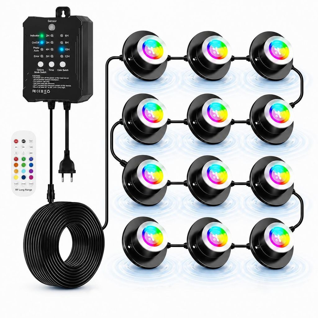 12er set LED RGB Poolbeleuchtung mit 14 Farben, Produktbild 
