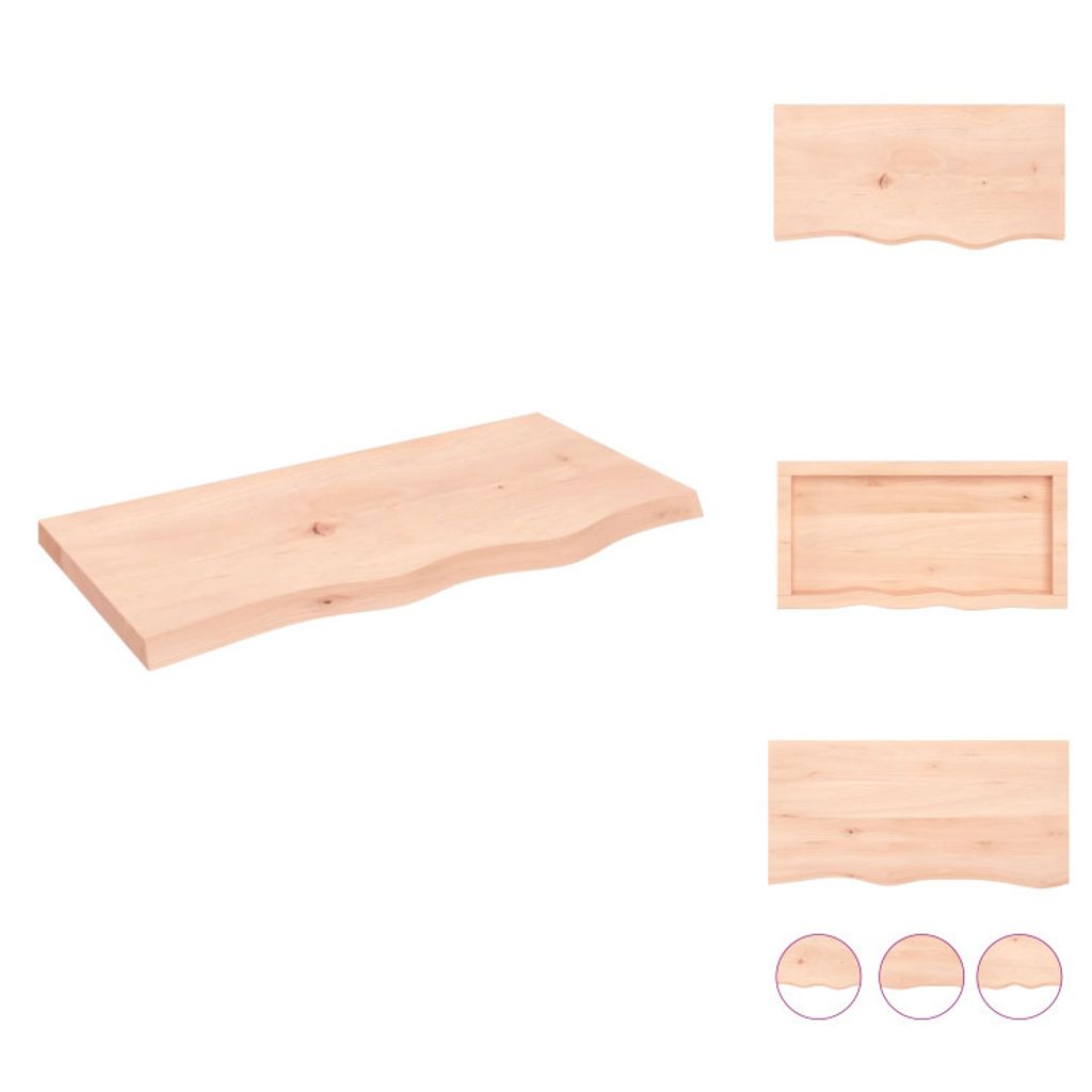 vidaXL Wandregal 80x40x(2-4) cm Massivholz Eiche Unbehandelt - Wandregale