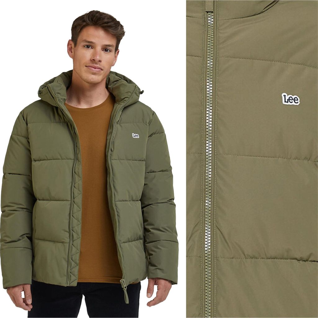 Lee Pufferjacke Olive Grove Grüne Pufferjacke mit Kapuze XXL