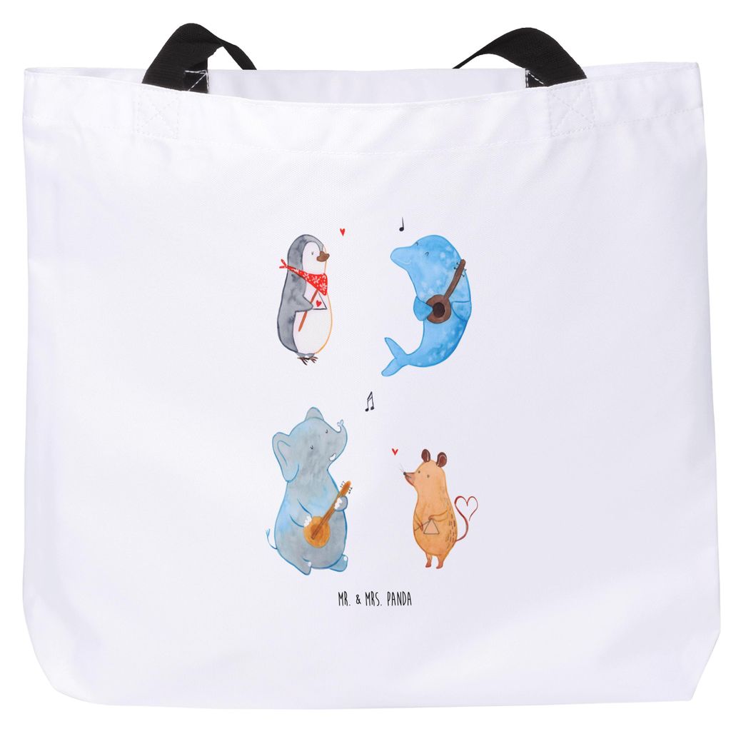 Mr. & Mrs. Panda Stoffbeutel Big Band - Weiß - Geschenk, Musik, Tasche, Pandatasche, Delfin, Laptoptasche, Gitarre, Tote Bag, Reisetasche, Beutel,...