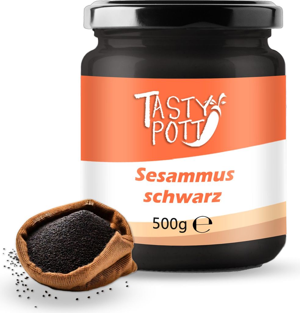 Sesammus schwarz - schwarzes Sesammus Tahin | 500 g Glas Tasty Pott