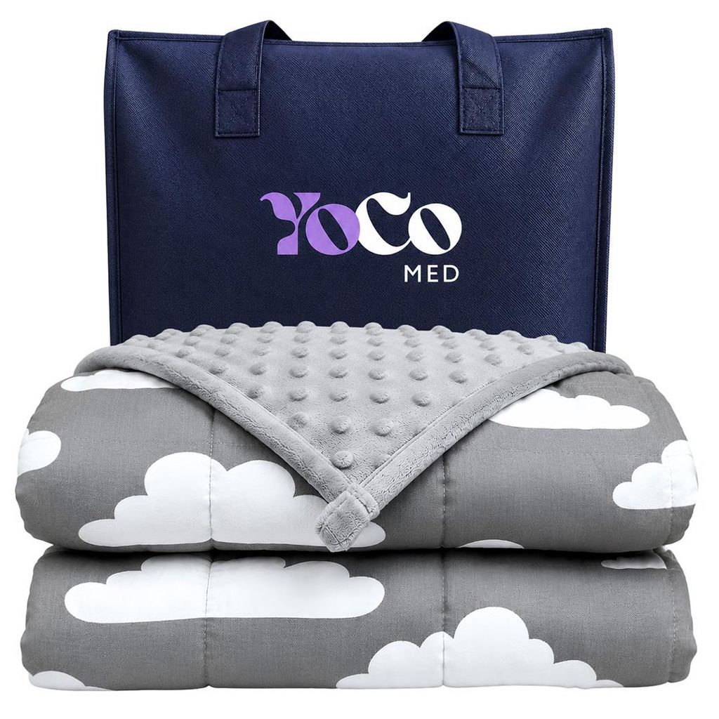 YoCo Med Kinder-Gewichtsdecke/Therapiedecke 120×90 cm 2,4 kg Graue Wolken