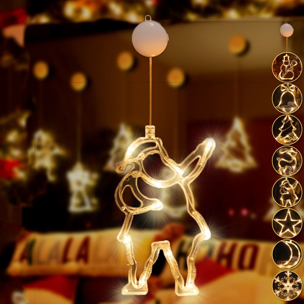 LED Weihnachtsmann Weihnachtsbeleuchtung, LED Fenster Lichterkette Batteriebetrieben Hängende, Warmweiß Weihnachtsdekoration für Weihnachten Dek...