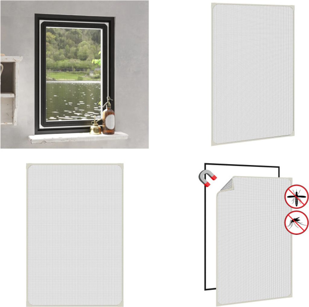 vidaXL Magnet Insektenschutz für Fenster Weiß 80x120 cm - Insektenschutz - Insektenschutz Fenster - Insektengitter - Fenstergitter