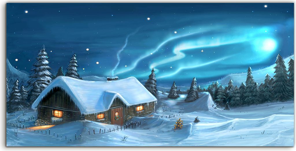 Coloray Canvas 140x70 Wandbild Leinwand Bilder verschneiten Winter Weihnachtsnächten