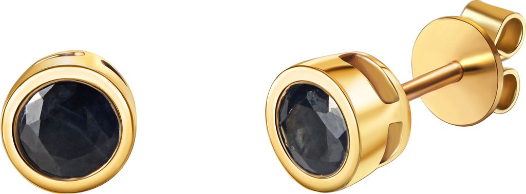 V Ohrstecker 585/- Gold 0,7cm gelb Saphir blau 400320051-3
