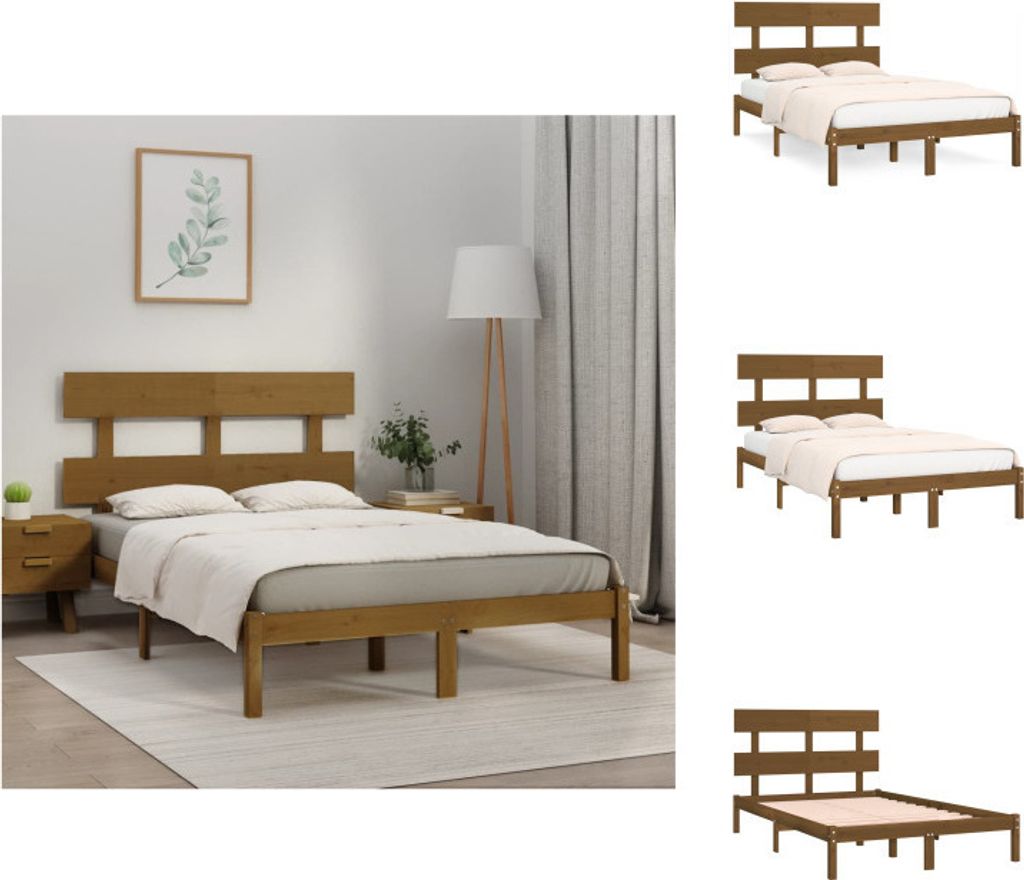 vidaXL Massivholzbett Honigbraun 200x200 cm - Betten & Bettgestelle