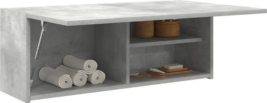 Mobiletto Sospeso Bagno 80x25x30 cm Grigio Cemento - Hommie Legno
