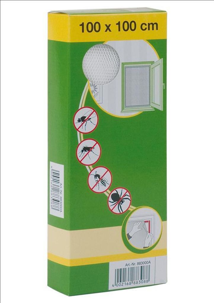 Fenster-Moskitonetz 100x100 cm – Weiß – Polyester mit Klettband – Insektenschutz für Fenster