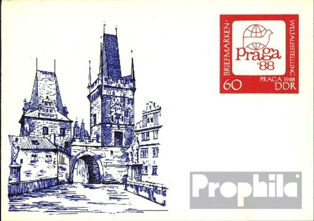 Belege Ganzsachen DDR 1988 P99 Amtliche Postkarte un PRAGA 1988