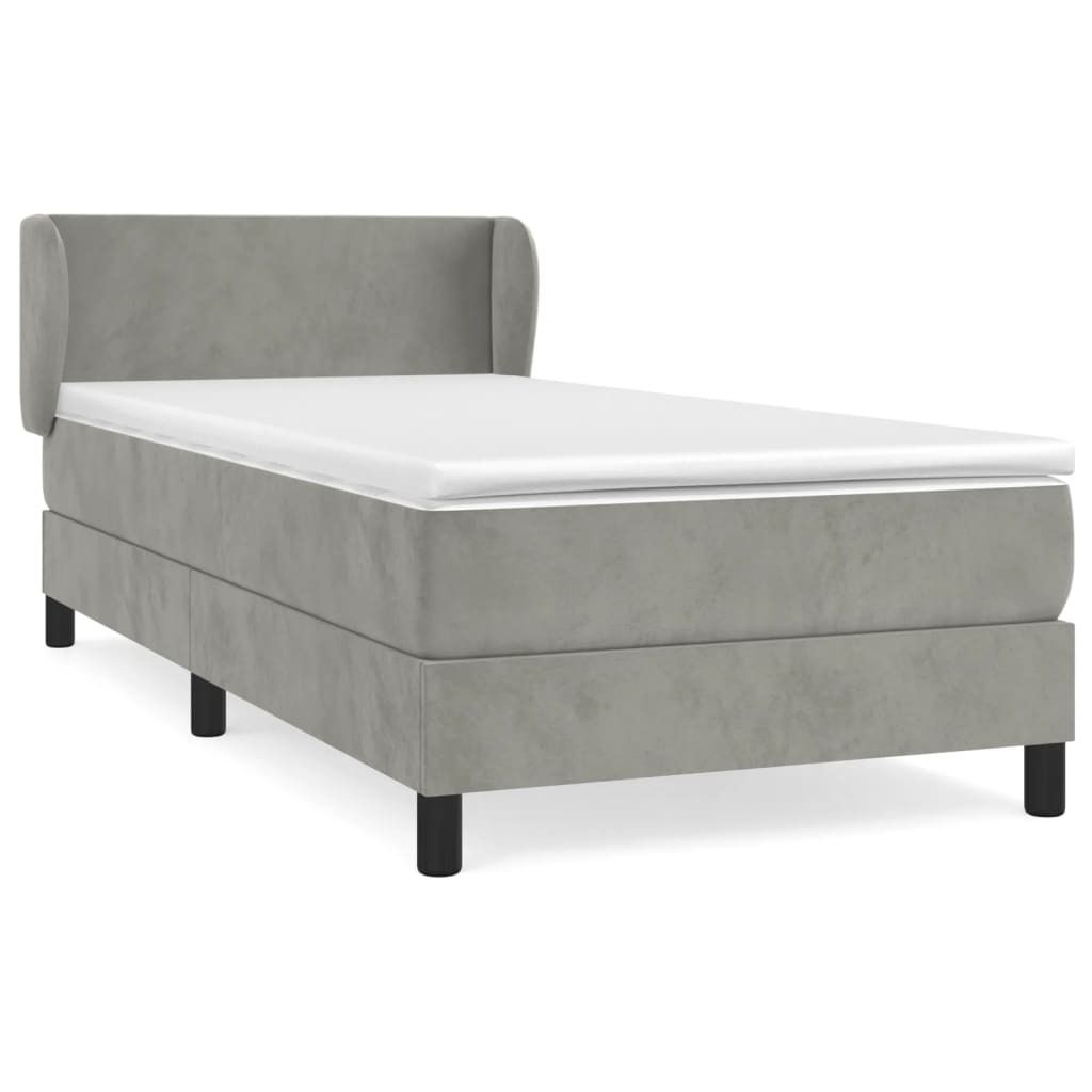 vidaXL Boxspringbett mit Matratze Hellgrau 100x200 cm Samt Produktbild 