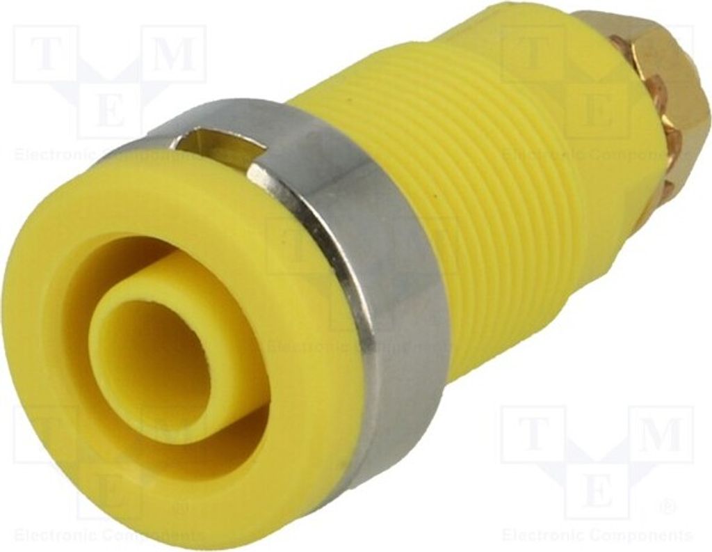 1x Buchse gelb 32A vergoldet 32mm 4mm Bananen Kontakte: Gold SEB 6445 AU / GE Bananen