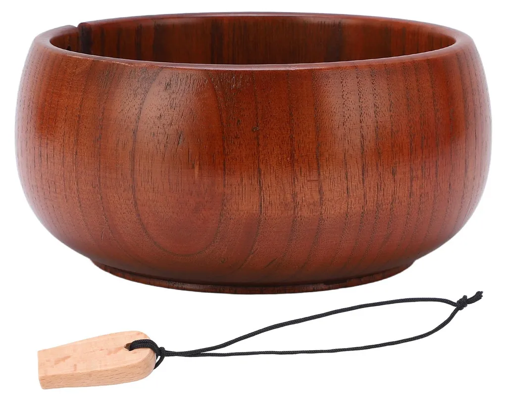 Bol à laine en bois brillant et compact pour pelote de tricotage