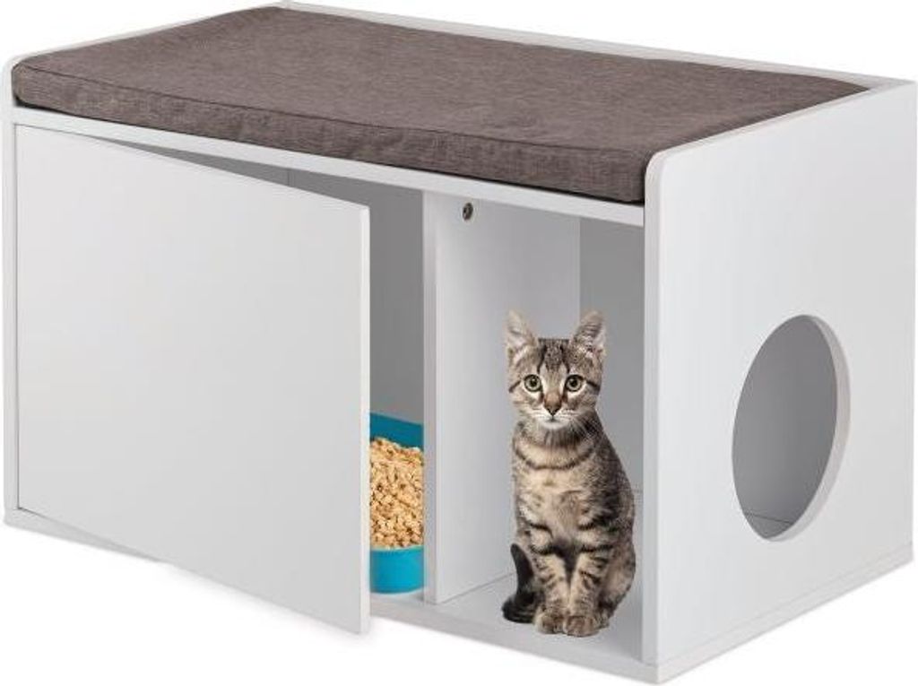 Katzentoilettenschrank mit Bank