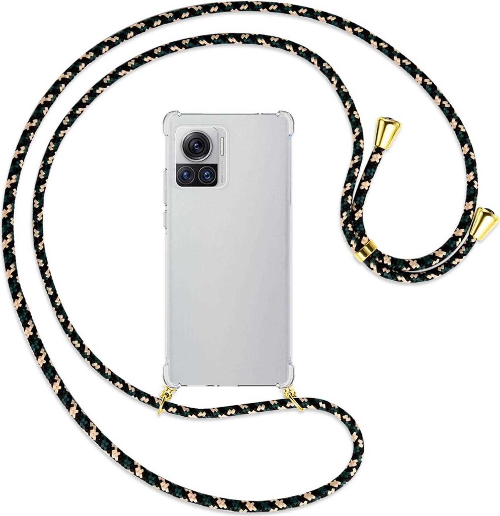 Handykette Backcover-Schutzhülle mit Band (Metall goldfarben) für Motorola Edge 30 Ultra, Moto X30 Pro - camouflage