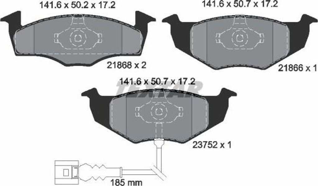 TEXTAR 2186801 Bremsbelagsatz, Scheibenbremse OE 6Q0698151B kompatibel mit Polo 9N, Fabia