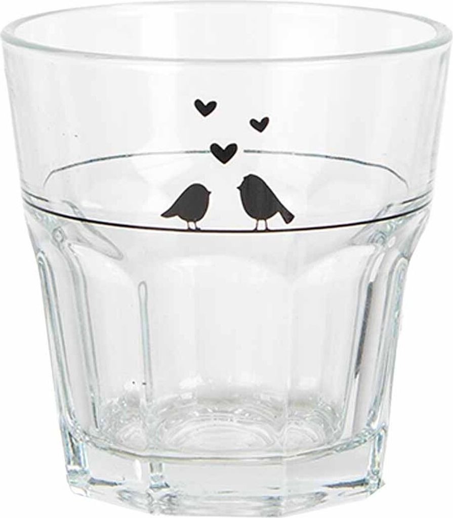 Clayre & Eef Wasserglas 200 ml Transparant Glas Vögel