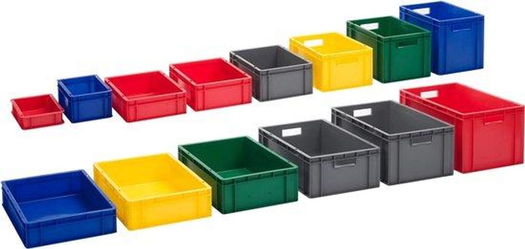 Kunststof Stapelbox, 5 Farben, 16 Maße, Transparanter Deckel, 60 x 40 x 33 cm, Blauw