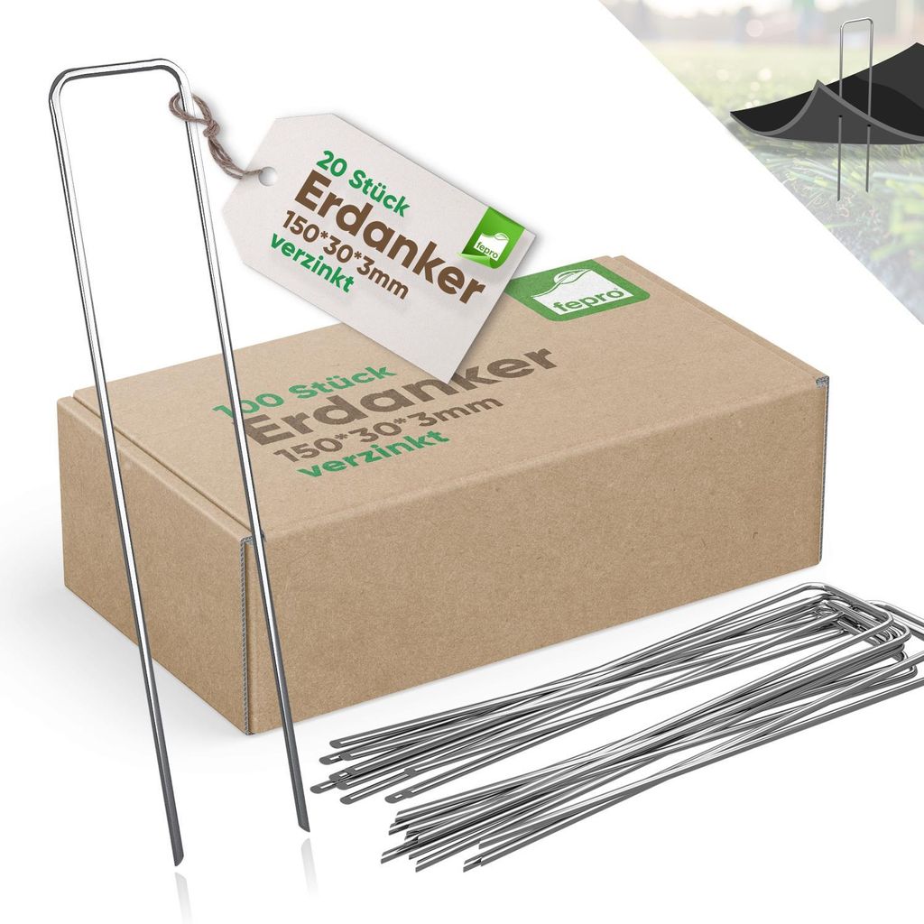 Fepro® 20x Erdanker verzinkter Stahl 150mm x 30mm Ø 2,7mm Produktbild 