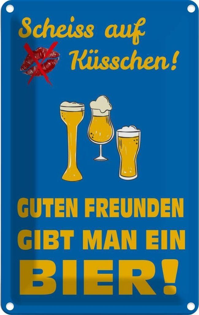 vianmo Blechschild 30x20 cm Scheiß auf Küsschen gib ein Bier Spruch Zitat