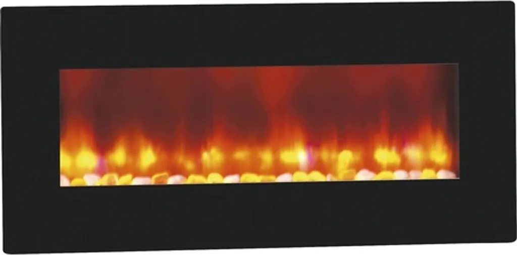 Cheminée LED Murale de Luxe Noire 98 cm - Effet Flamme Réaliste et Chic