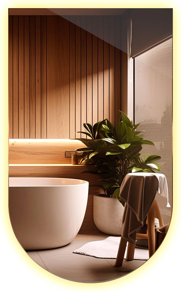 LED Spiegel Groß Rundbogen Wandspiegel Modern - 50x90 cm - LED- Farbe Warm (3000K)