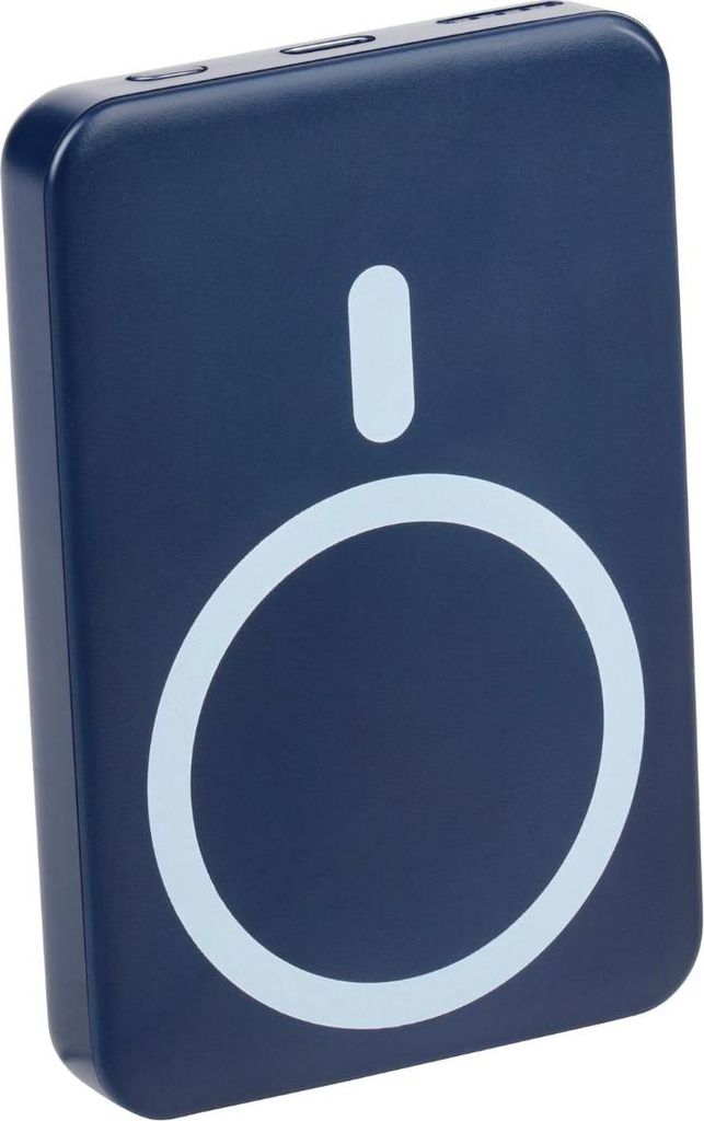 Grundig Power Bank 5000mAh - Power Bank iPhone Kompatibel mit MagSafe - Ladegerät mit 5W Wireless und USB-C - Powerbank mit LED Anzeige - Blau