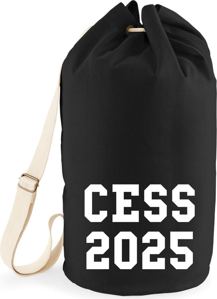 Huuraa Seesack CESS 2025 Abschluss Belgien (frz.) 20 Liter Black Baumwolle Rucksack Geschenkidee