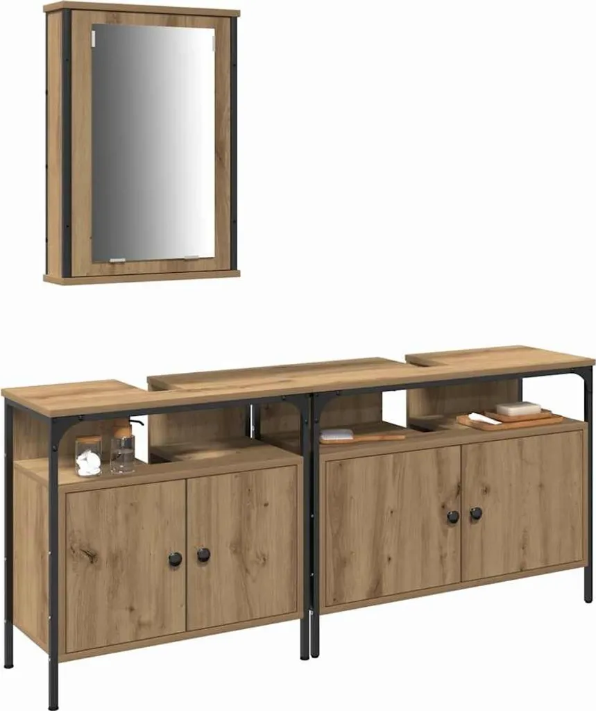 vidaXL Set Bagno 3 Pezzi Marrone Legno | Eleganza e Comfort