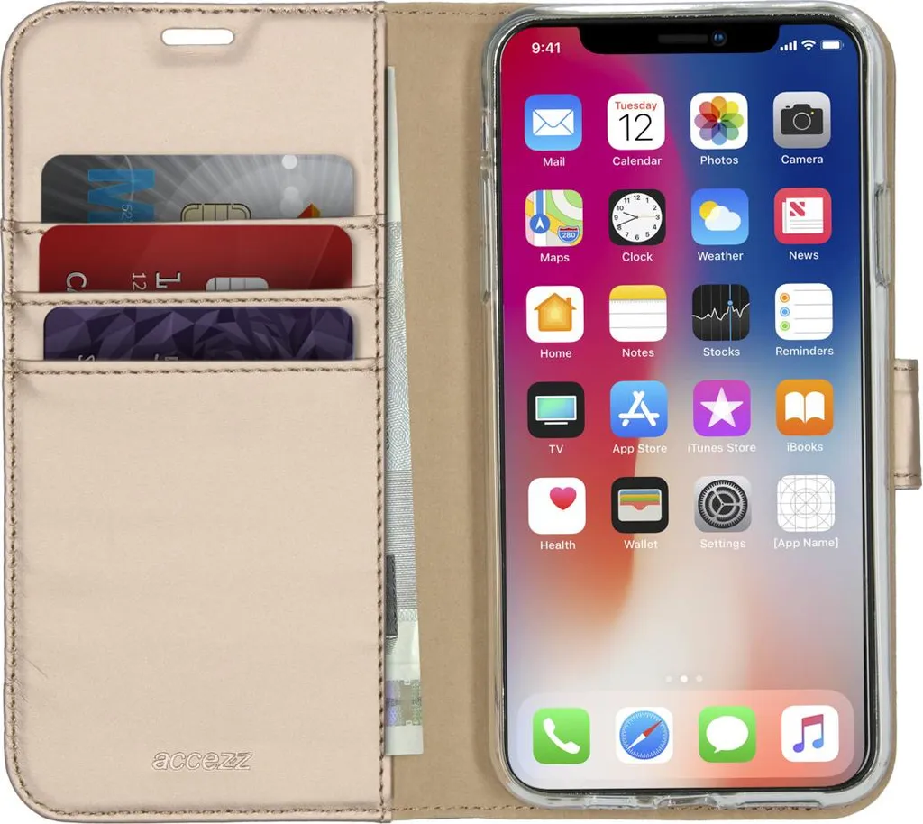 Accezz Wallet Custodia a libro in TPU per iPhone 11 Pro Max - Oro - 3
