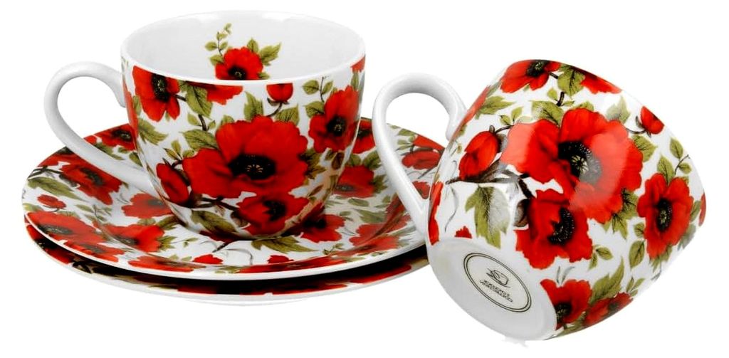 Espressotassen-Set 2 Stück 90 ml LINA mit Untertassen, New Bone China Porzellan