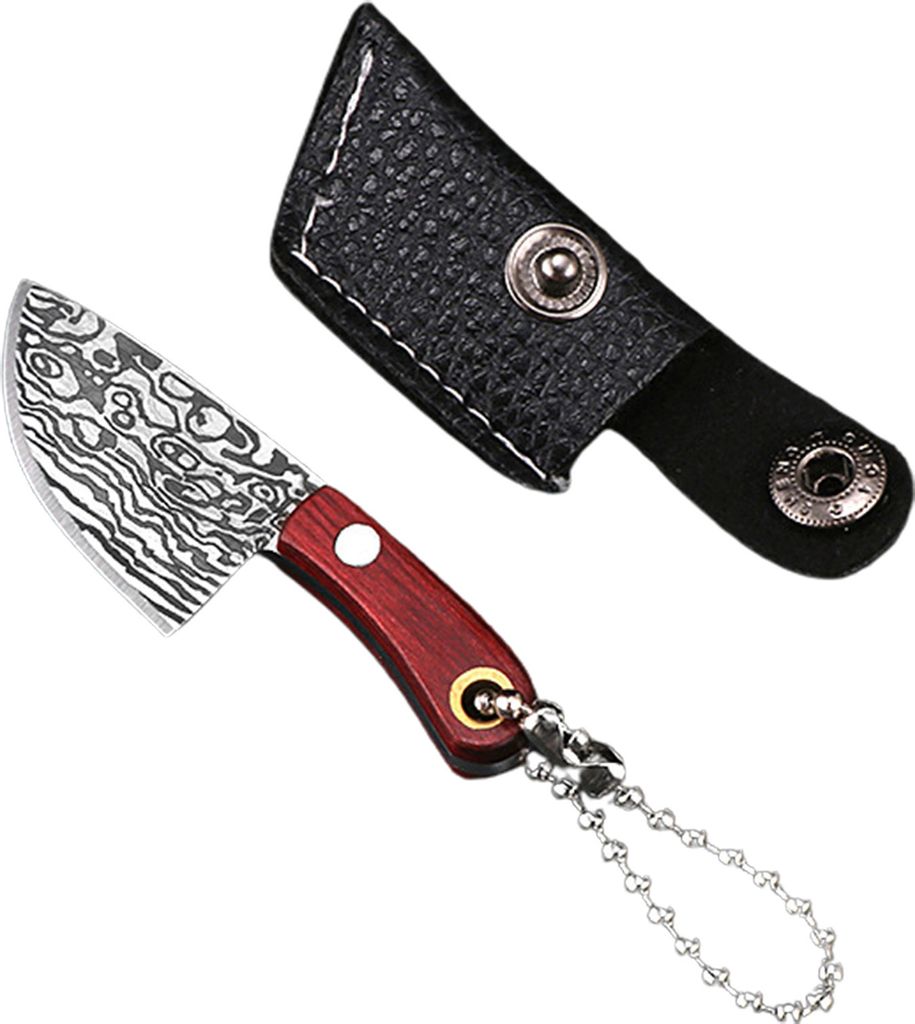 1 Set Mini-Cutter, starke Rostbeständigkeit, Glücksbringer, Chromstahl, hohe Härte, Taschenschneider mit Scheide, Schlüsselanhänger für den K...