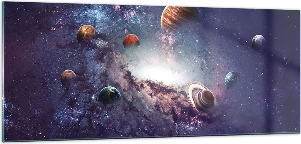 Bilder auf glas - Einteilig - Kosmos Planeten die Sterne - 100x40cm - Glasbilder - Wandbilder - Bilder - Wanddekoration aus Glas - Glas Bilder - Wa...