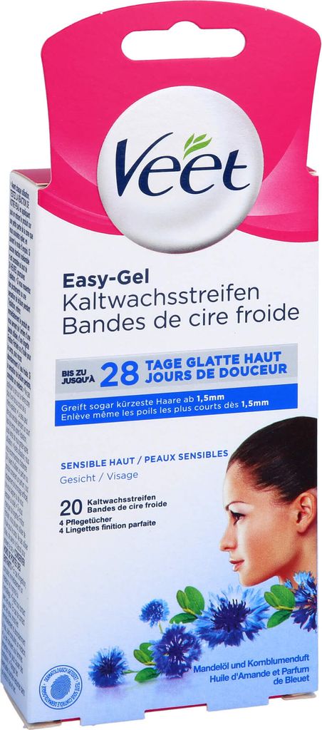 Veet Körperpflege Set - 20 Wachsstreifen Für Körper & 20 Fürs Gesicht, Hypoallergen, Bis 28 Tage Glatt