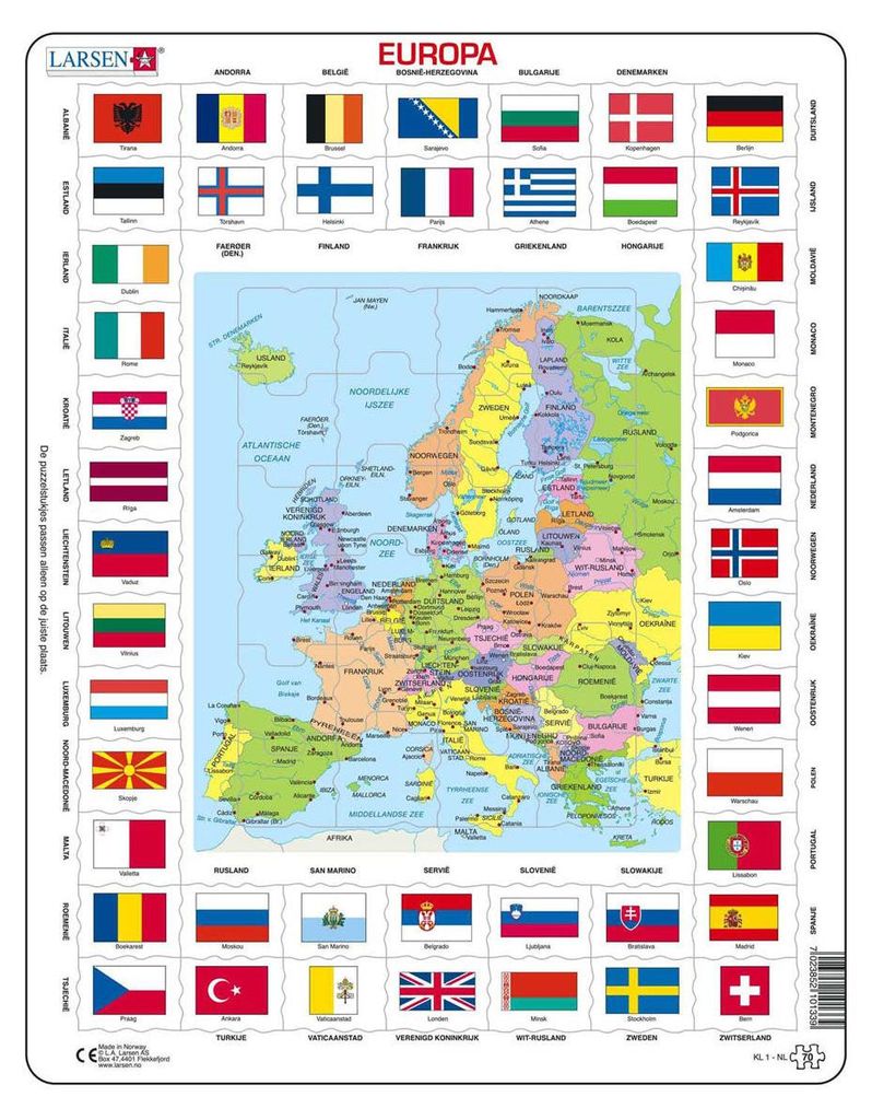 Larsen Karte Europa mit Flaggen, 70 Stck.