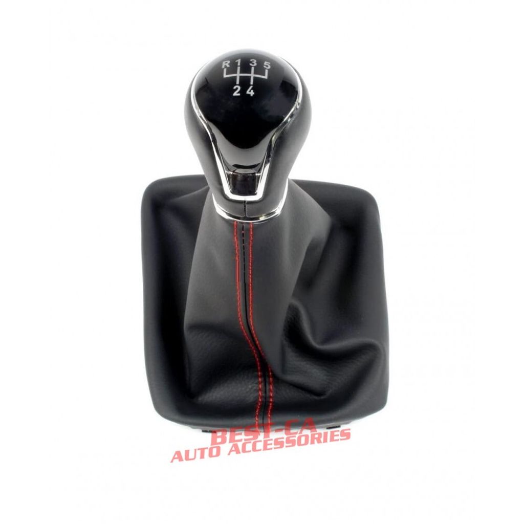 Pomello cambio borsa cuciture rosse + telaio 5 velocità Per Immagine del prodotto 