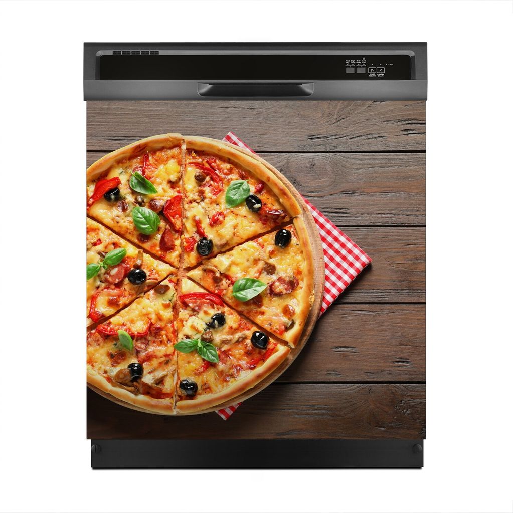 Aufkleber sticker 60x60 cm Dekorative folie Spülmaschine - Pizza Oliven Würstchen