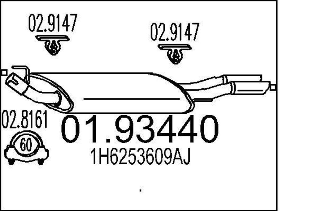 MTS 01.93440 Endschalldämpfer für VW GOLF III (1H1) Auspuff