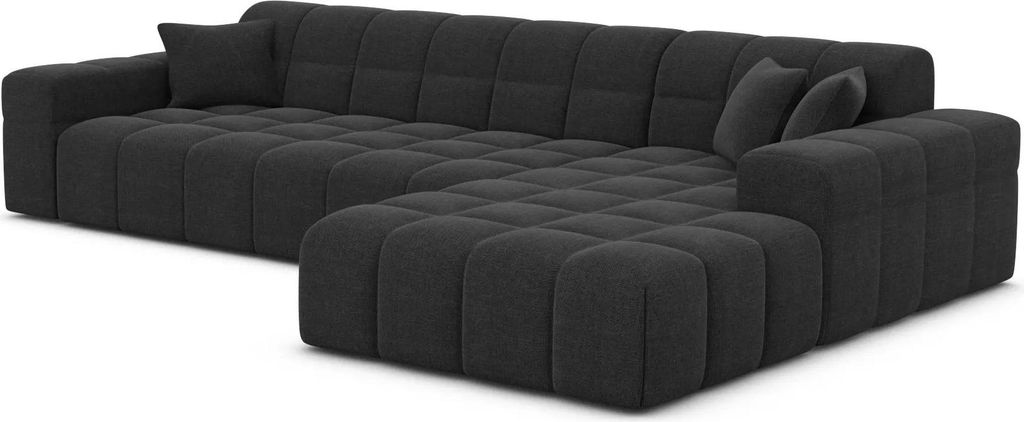 Strukturstoff L-Form Sofa Nivara Schwarz Rechts